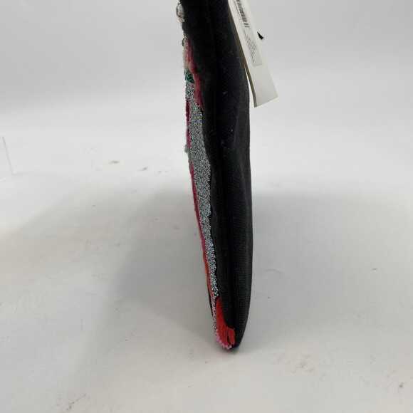 kate spade Bird Beaded Pouch | Black 100% Cotton Clutch | Regular OS